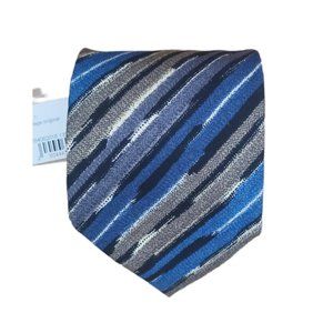 🆕MISSONI Blue/Gray Striped Silk Tie ITALY 58"/ 3.7" NWT